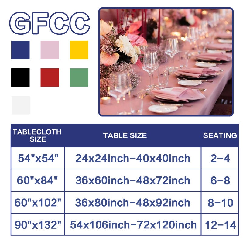 GFCC 54x54'' Pink Polyester Tablecloth Christmas Square Table Cloth Washable Polyester Wedding Party Buffet Table Birthday Party Supplies Decoration - Image 4